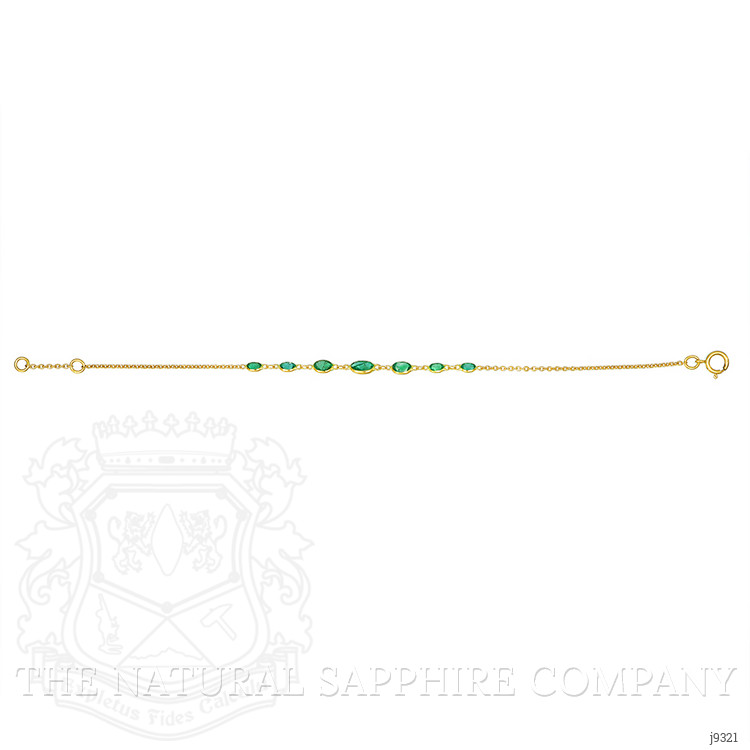 1.70 Ct.Tw. Emerald Bezel Bracelet, 18K Yellow Gold