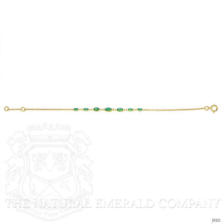 1.70 Ct.Tw. Emerald Bezel Bracelet, 18K Yellow Gold