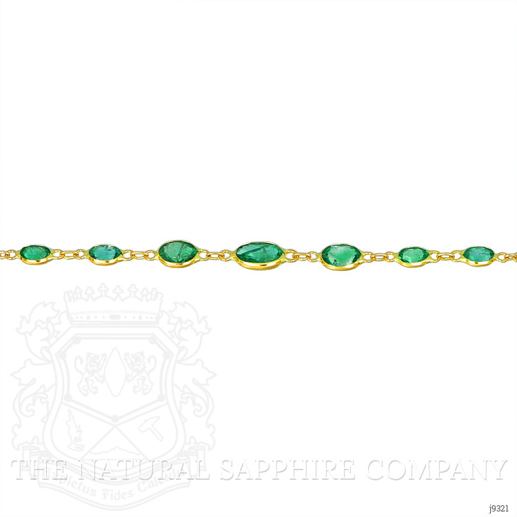 1.70 Ct.Tw. Emerald Bezel Bracelet, 18K Yellow Gold