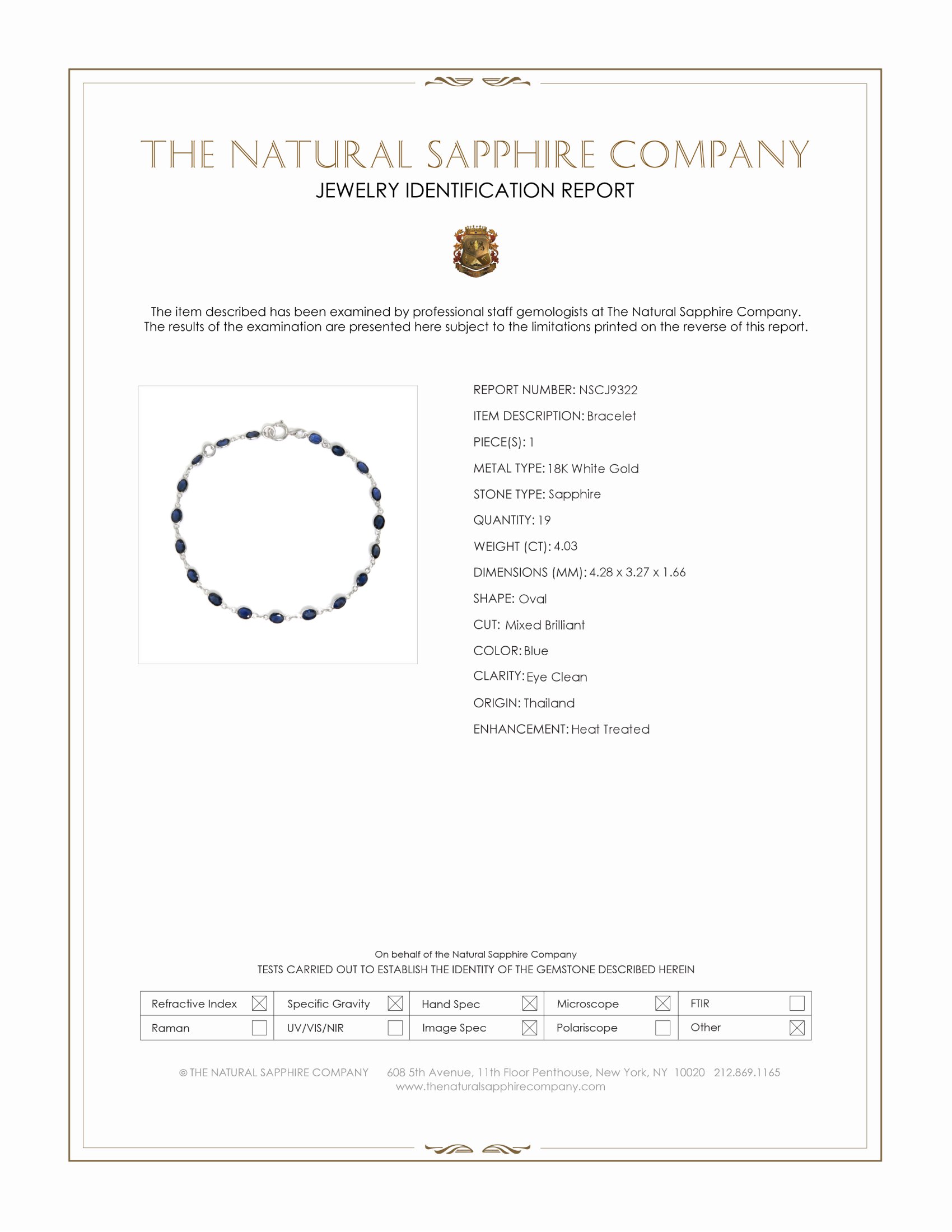 4.03 Ct.Tw. Blue Sapphire Bezel Bracelet, 18K White Gold