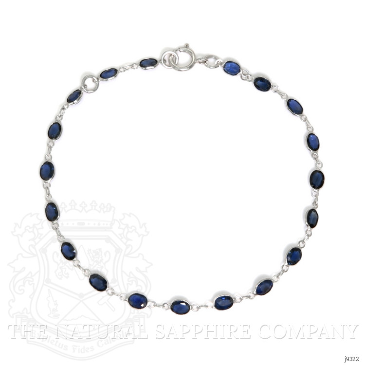 4.03 Ct.Tw. Blue Sapphire Bezel Bracelet, 18K White Gold