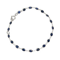 4.03 Ct.Tw. Blue Sapphire Bezel Bracelet, 18K White Gold Image