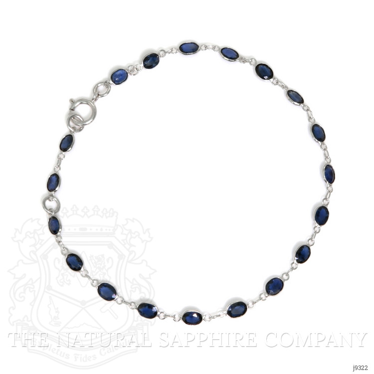4.03 Ct.Tw. Blue Sapphire Bezel Bracelet, 18K White Gold