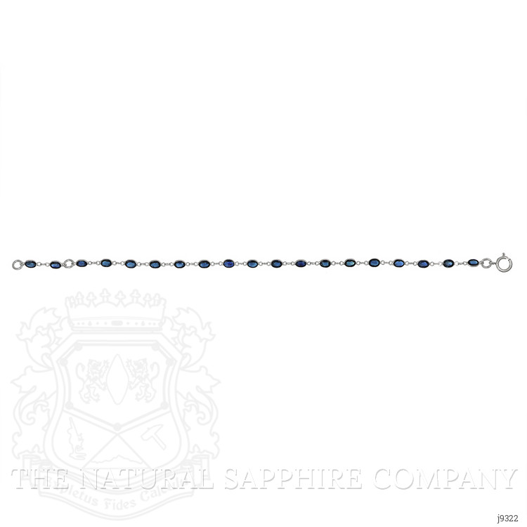4.03 Ct.Tw. Blue Sapphire Bezel Bracelet, 18K White Gold