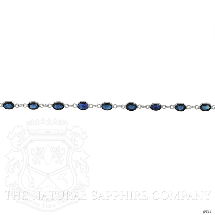 4.03 Ct.Tw. Blue Sapphire Bezel Bracelet, 18K White Gold
