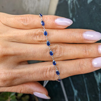 4.03 Ct.Tw.Total Carat Weight Blue Sapphire Bezel Bracelet, 18K White Gold Life Style