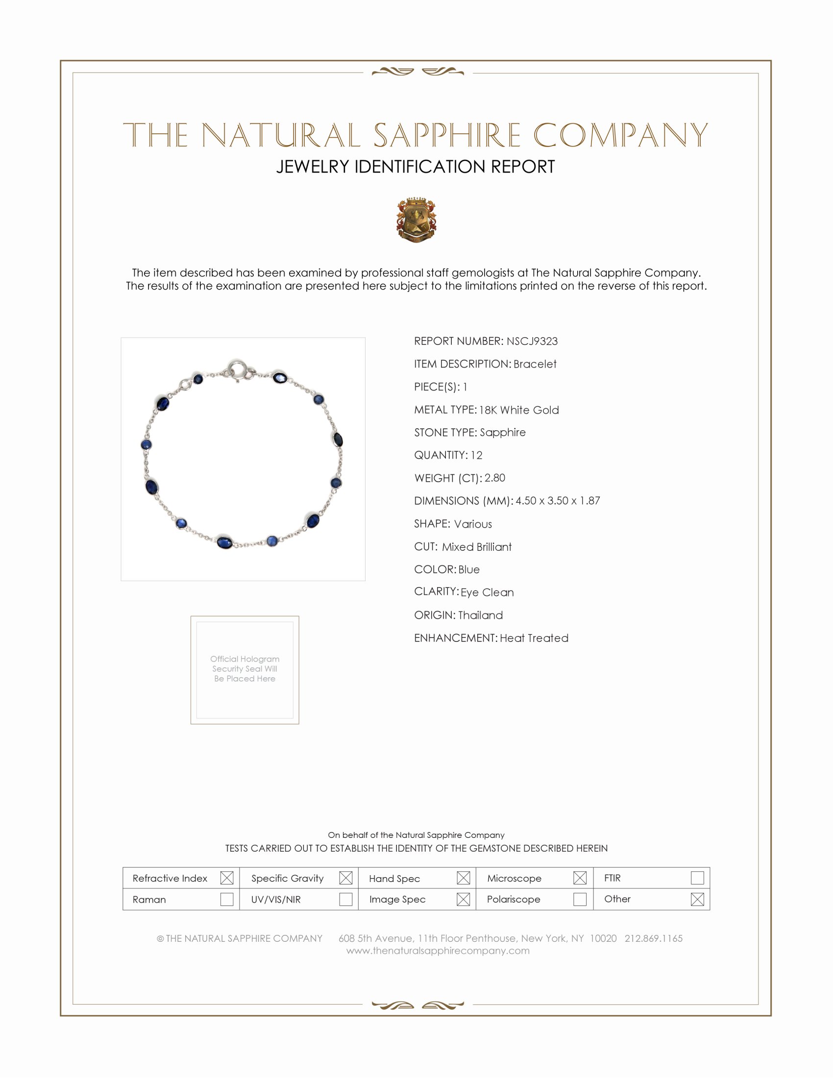 2.80 Ct.Tw. Blue Sapphire Bezel Bracelet, 18K White Gold