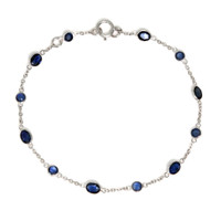2.80 Ct.Tw. Blue Sapphire Bezel Bracelet, 18K White Gold Video