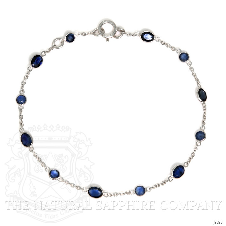 2.80 Ct.Tw. Blue Sapphire Bezel Bracelet, 18K White Gold