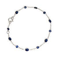 2.80 Ct.Tw. Blue Sapphire Bezel Bracelet, 18K White Gold Image