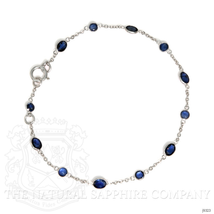2.80 Ct.Tw. Blue Sapphire Bezel Bracelet, 18K White Gold