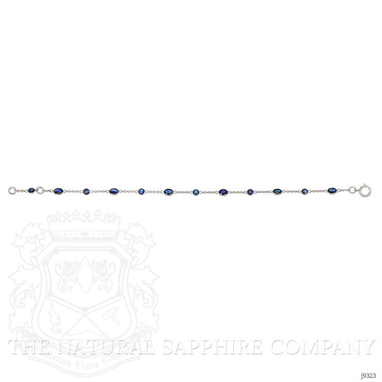 2.80 Ct.Tw. Blue Sapphire Bezel Bracelet, 18K White Gold