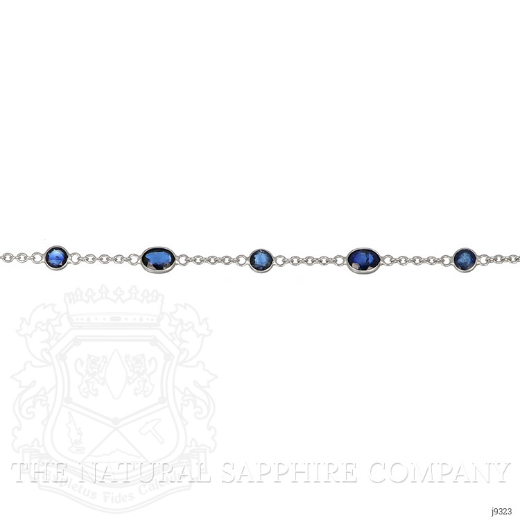 2.80 Ct.Tw. Blue Sapphire Bezel Bracelet, 18K White Gold