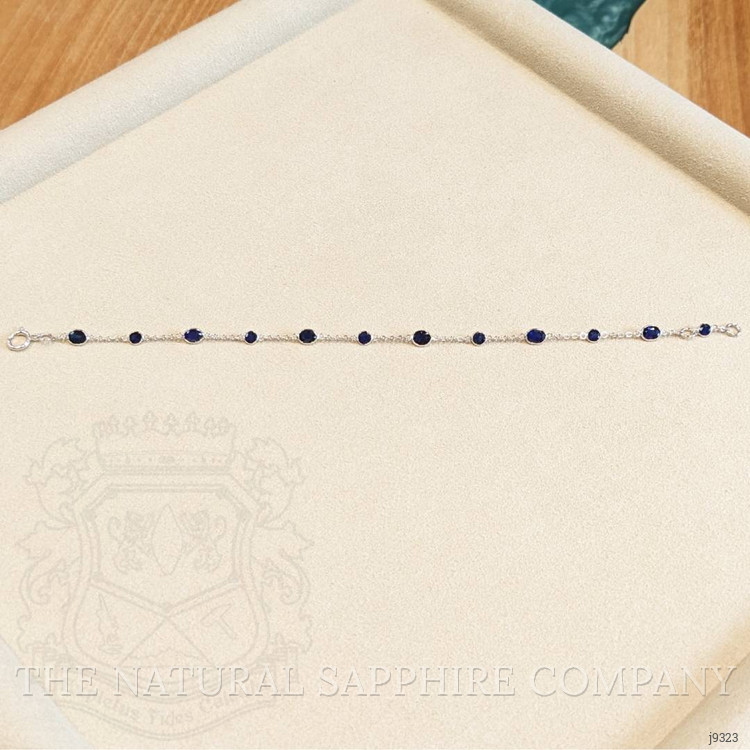 2.80 Ct.Tw. Blue Sapphire Bezel Bracelet, 18K White Gold