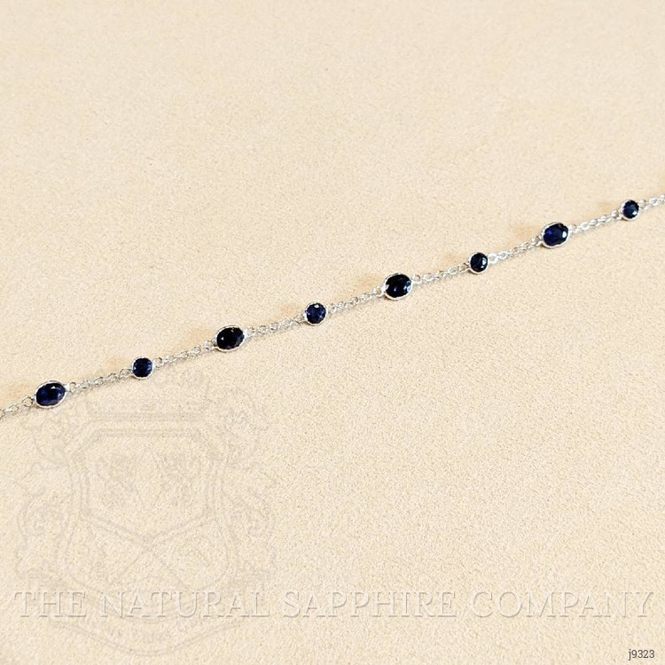 2.80 Ct.Tw. Blue Sapphire Bezel Bracelet, 18K White Gold