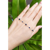 2.80 Ct.Tw. Blue Sapphire Bezel Bracelet, 18K White Gold Life Style
