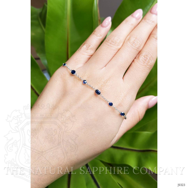 2.80 Ct.Tw. Blue Sapphire Bezel Bracelet, 18K White Gold