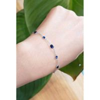 2.80 Ct.Tw. Blue Sapphire Bezel Bracelet, 18K White Gold Life Style