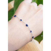 2.80 Ct.Tw. Blue Sapphire Bezel Bracelet, 18K White Gold Life Style