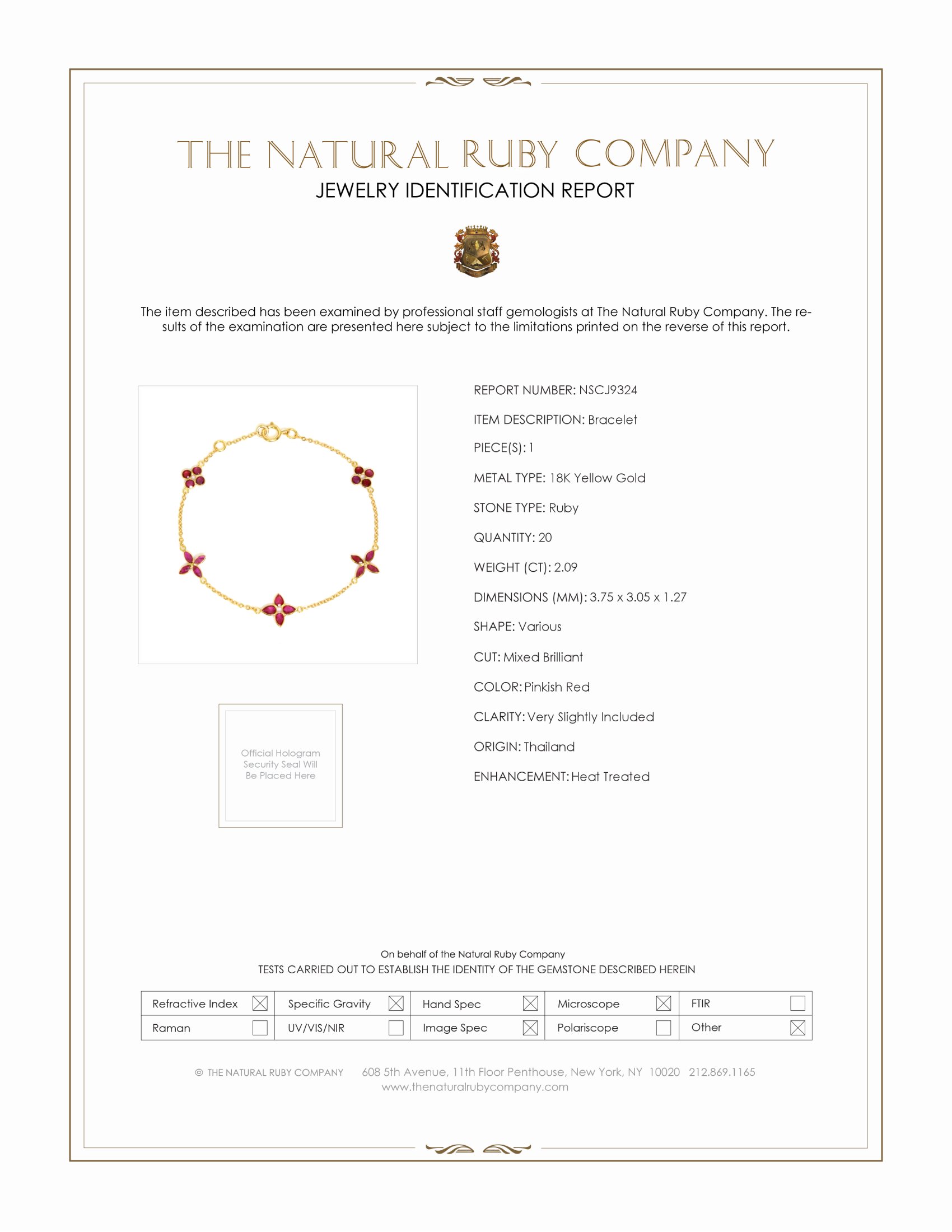 2.09 Ct.Tw. Pinkish Red Ruby Accent Stones Bracelet, 18K Yellow Gold