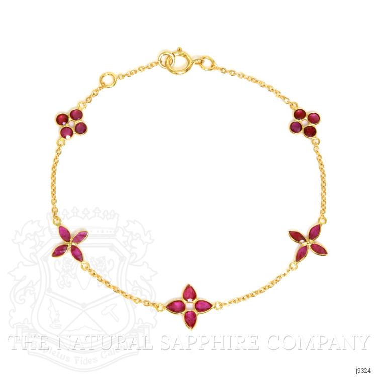 2.09 Ct.Tw. Ruby Accent Stones Bracelet, 18K Yellow Gold