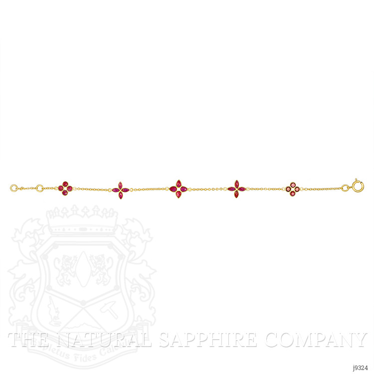 2.09 Ct.Tw. Ruby Accent Stones Bracelet, 18K Yellow Gold