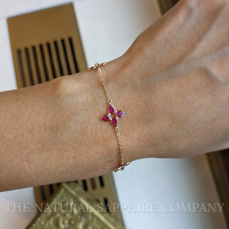 2.09 Ct.Tw. Pinkish Red Ruby Accent Stones Bracelet, 18K Yellow Gold