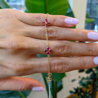 2.09&nbsp;Ct.Tw.Total Carat Weight Pinkish Red Ruby Accent Stones Bracelet, 18K Yellow Gold Life Style