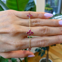 2.09&nbsp;Ct.Tw.Total Carat Weight Pinkish Red Ruby Accent Stones Bracelet, 18K Yellow Gold Life Style