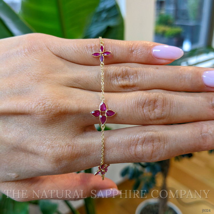 2.09 Ct.Tw. Pinkish Red Ruby Accent Stones Bracelet, 18K Yellow Gold