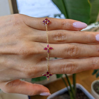 2.09&nbsp;Ct.Tw.Total Carat Weight Pinkish Red Ruby Accent Stones Bracelet, 18K Yellow Gold Life Style