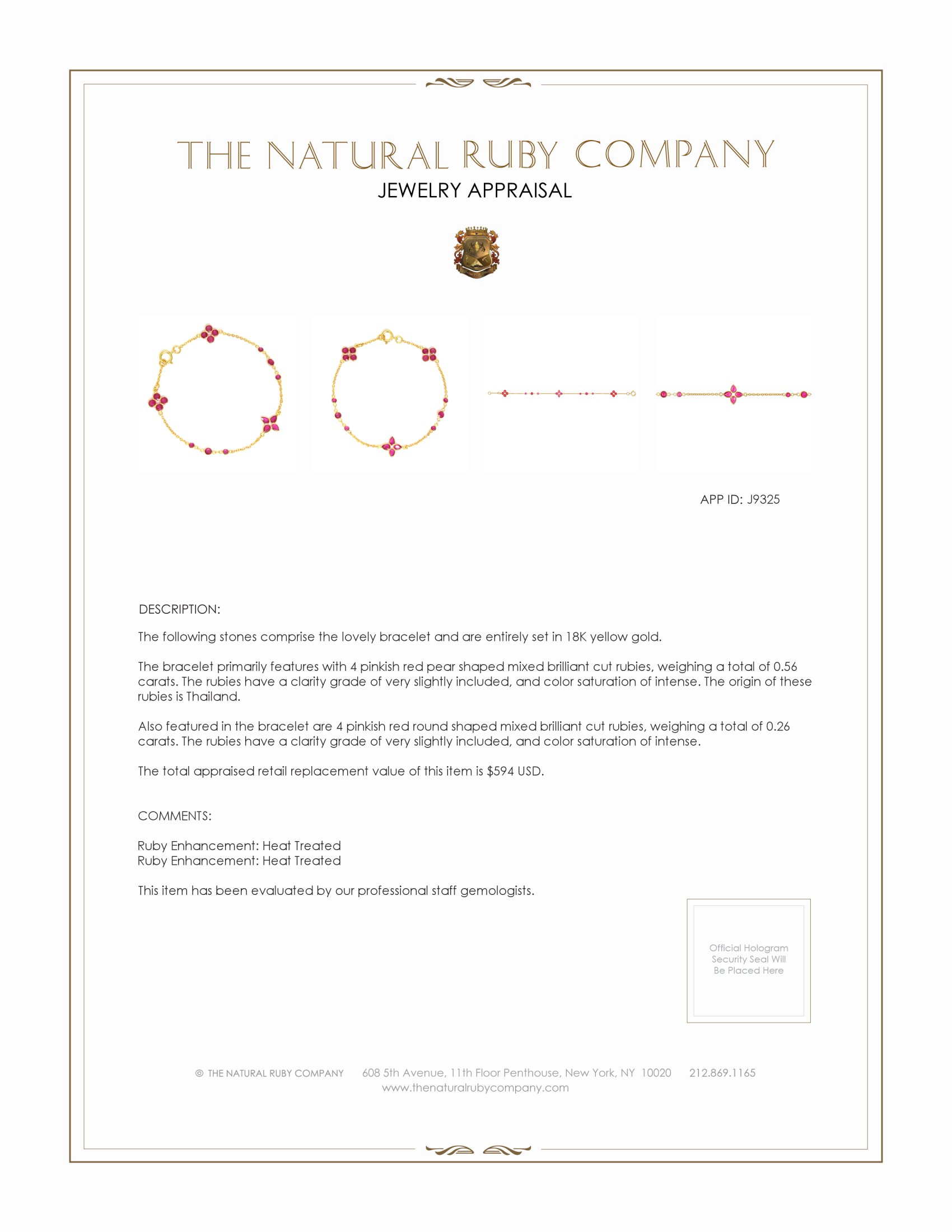 2.23 Ct.Tw. Pinkish Red Ruby Bezel Bracelet, 18K Yellow Gold