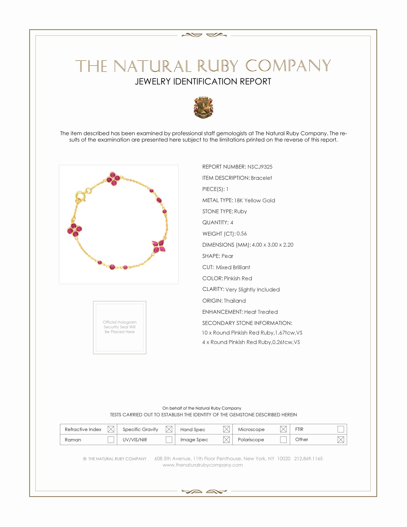 2.23 Ct.Tw. Pinkish Red Ruby Bezel Bracelet, 18K Yellow Gold