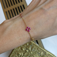 2.23&nbsp;Ct.Tw.Total Carat Weight Pinkish Red Ruby Bezel Bracelet, 18K Yellow Gold Life Style