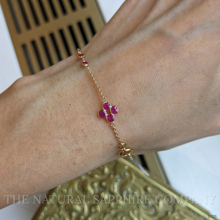 2.23 Ct.Tw. Pinkish Red Ruby Bezel Bracelet, 18K Yellow Gold