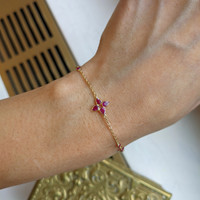 2.23&nbsp;Ct.Tw.Total Carat Weight Pinkish Red Ruby Bezel Bracelet, 18K Yellow Gold Life Style