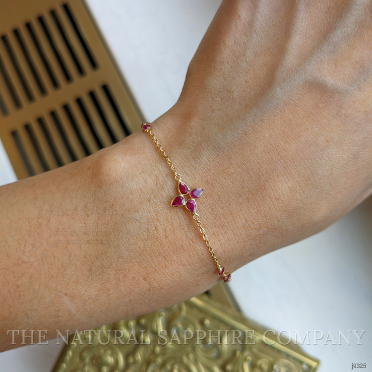 2.23 Ct.Tw. Pinkish Red Ruby Bezel Bracelet, 18K Yellow Gold