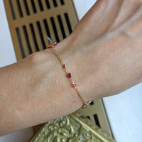 2.23 Ct.Tw.Total Carat Weight Pinkish Red Ruby Bezel Bracelet, 18K Yellow Gold Life Style