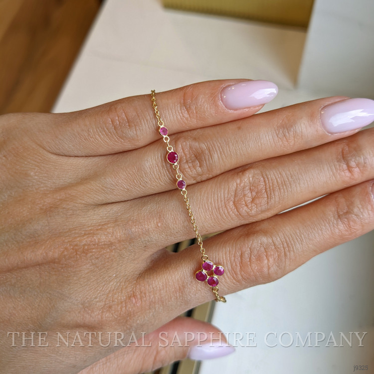 2.23 Ct.Tw. Pinkish Red Ruby Bezel Bracelet, 18K Yellow Gold