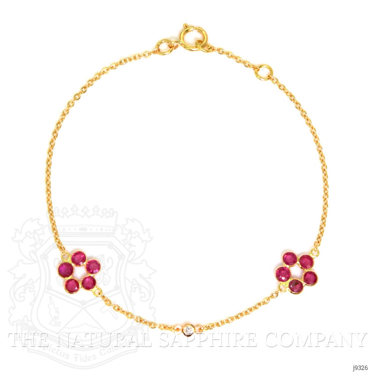 1.25 Ct.Tw. Ruby Sapphire Accent Stones Bracelet, 18K Yellow Gold