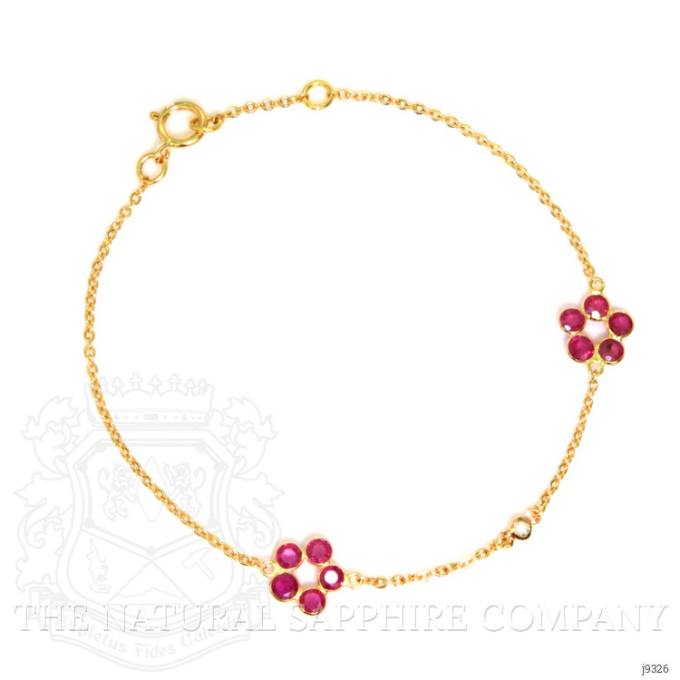 1.25 Ct.Tw. Ruby Sapphire Accent Stones Bracelet, 18K Yellow Gold