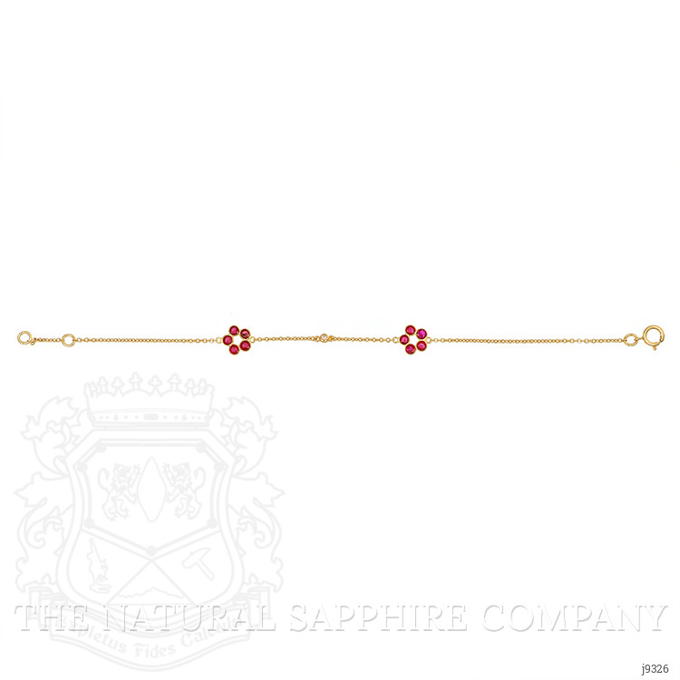 1.25 Ct.Tw. Ruby Sapphire Accent Stones Bracelet, 18K Yellow Gold