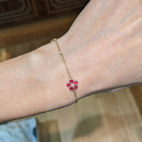 1.25&nbsp;Ct.Tw.Total Carat Weight Pinkish Red Ruby and White Sapphire Accent Stones Bracelet, 18K Yellow Gold Life Style