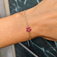 1.25&nbsp;Ct.Tw.Total Carat Weight Pinkish Red Ruby and White Sapphire Accent Stones Bracelet, 18K Yellow Gold Life Style