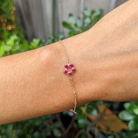 1.25&nbsp;Ct.Tw.Total Carat Weight Pinkish Red Ruby and White Sapphire Accent Stones Bracelet, 18K Yellow Gold Life Style