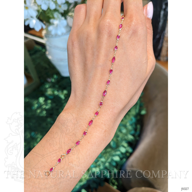 1.45 Ct.Tw. Pinkish Red Ruby Accent Stones Bracelet, 18K Yellow Gold