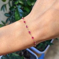 1.45 Ct.Tw.Total Carat Weight Pinkish Red Ruby Accent Stones Bracelet, 18K Yellow Gold Life Style