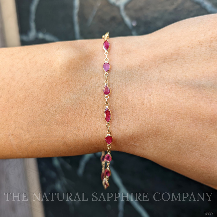 1.45 Ct.Tw. Pinkish Red Ruby Accent Stones Bracelet, 18K Yellow Gold