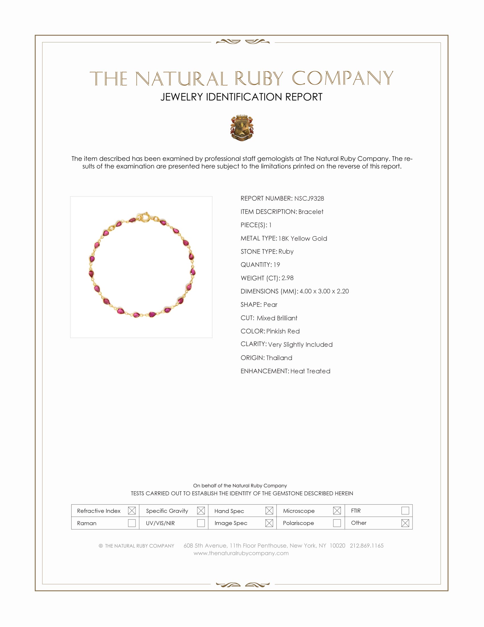 2.98 Ct.Tw. Pinkish Red Ruby Bezel Bracelet, 18K Yellow Gold