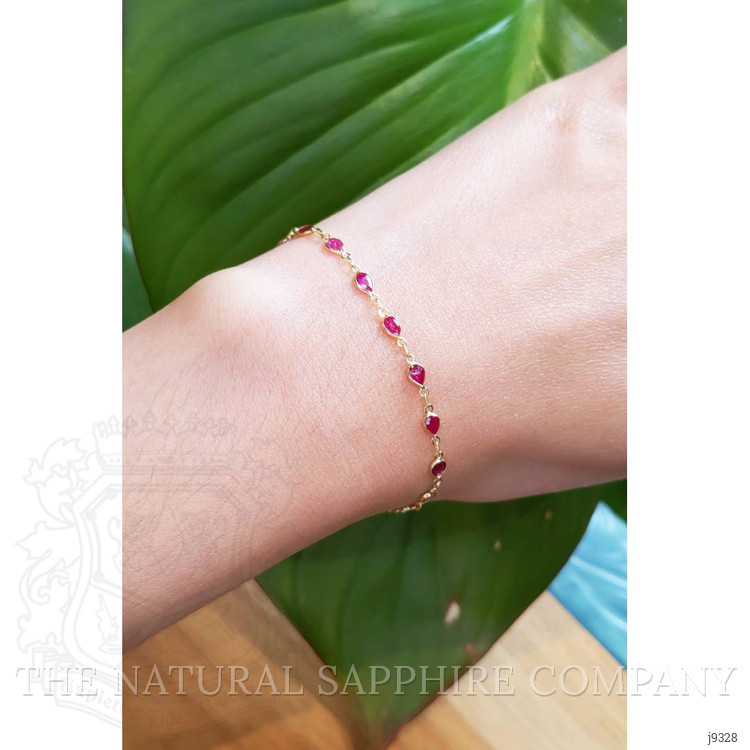 2.98 Ct.Tw. Ruby Bezel Bracelet, 18K Yellow Gold